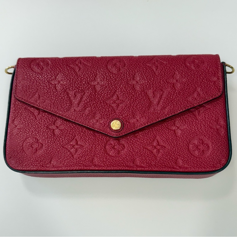 Louis Vuitton Félicie Pochette Monogram Empreinte Leather in Scarlet - Authentic